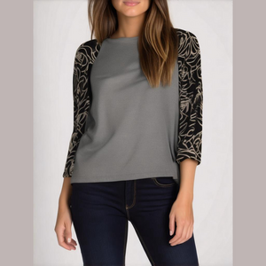 LuLaRoe Randy Baseball Tee. Gray Body w/Black & Cream Sleeves. SIZE 2X